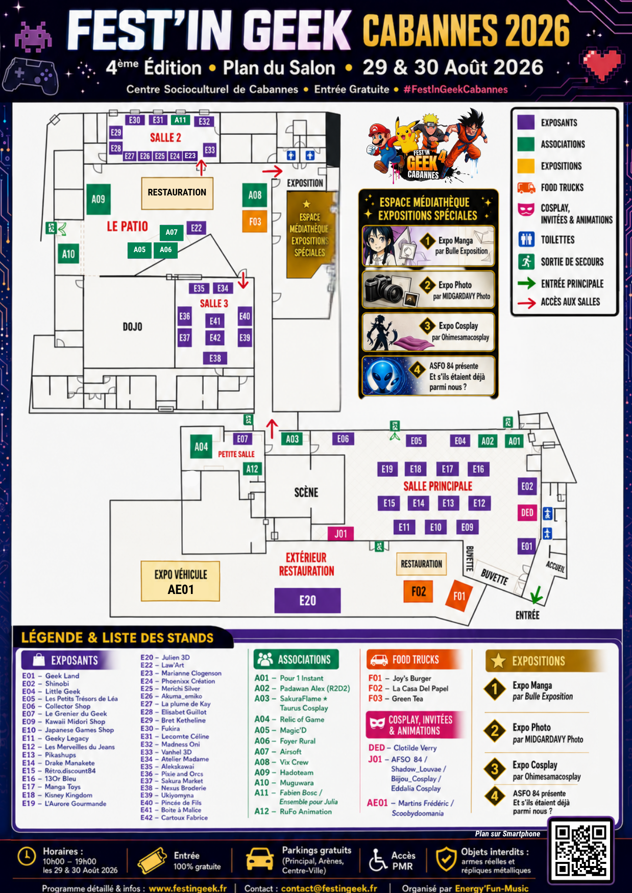 Plan du Salon Fest'in Geek Cabannes 2026